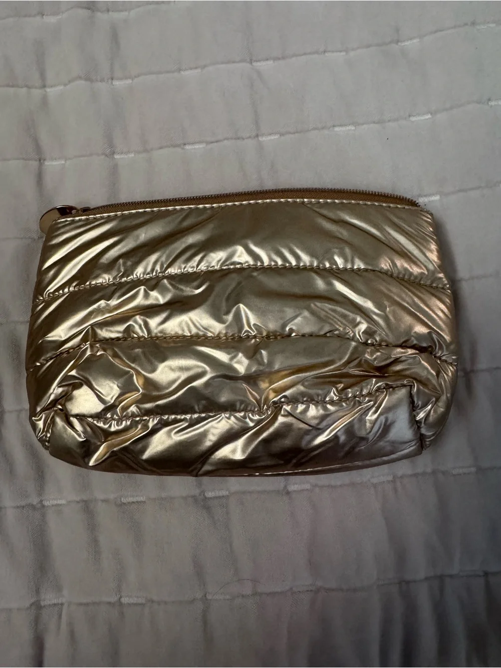 Metallic Gold Quilted Cosmetic Pouch